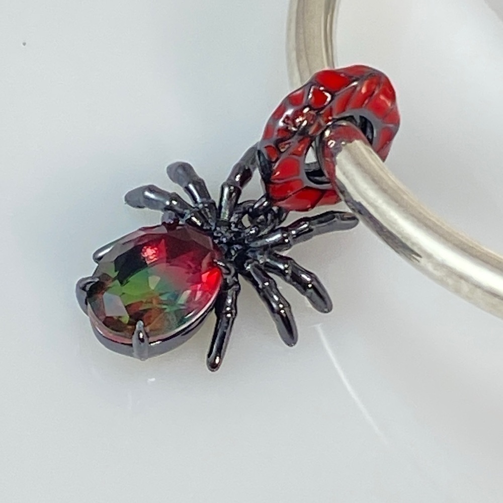 Black Widow Spider with Cubic Zirconia Charm